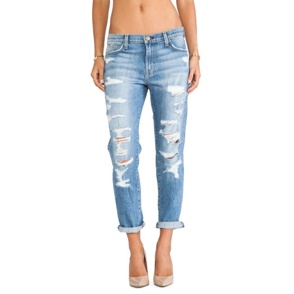 CURRENT ELLIOTT the-fling-tattered-destroy intermix goop boyfriend jeans $335 28 - Picture 8 of 16